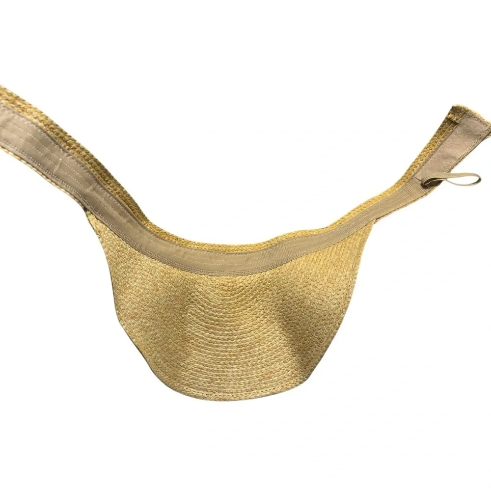 🇺🇸 NEW Visor Tan Woven Hat Straw Fold-Up Travel Beige Sun Protection
